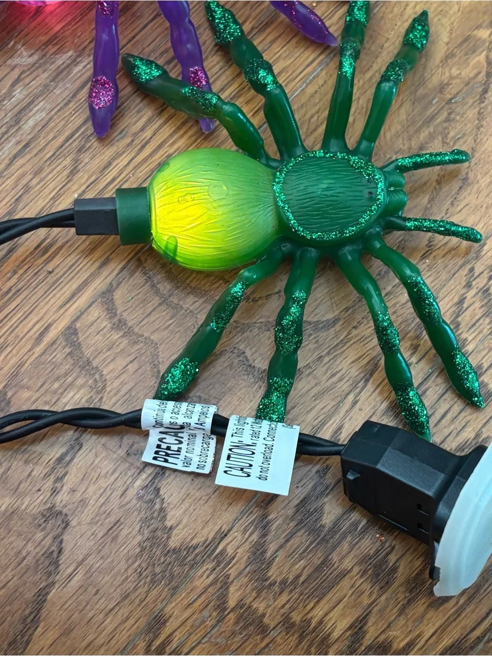 Halloween Tarantula Spider String Lights - Purple, Orange, Green Unused No Box